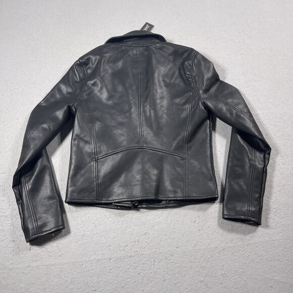 BLANKNYC Jacket Womens Small Black Faux Leather Moto Biker Zip Pockets Studs - Picture 8 of 9